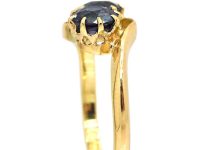 Edwardian 18ct Gold Two Stone Sapphire Crossover Ring