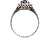Early 20th Century 18ct White Gold, Sapphire & Diamond Oval Cluster Ring