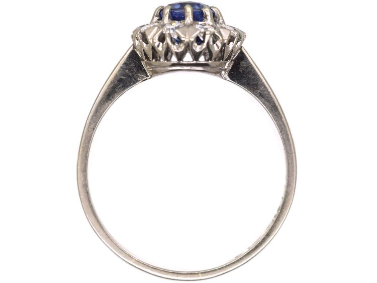 Early 20th Century 18ct White Gold, Sapphire & Diamond Oval Cluster Ring