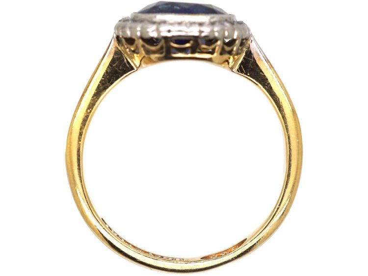Edwardian 18ct Gold & Platinum, Sapphire & Diamond Cluster Ring by Boodle & Dunthorne