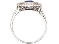Edwardian 18ct Gold & Platinum, Sapphire & Diamond Two Row Cluster Ring