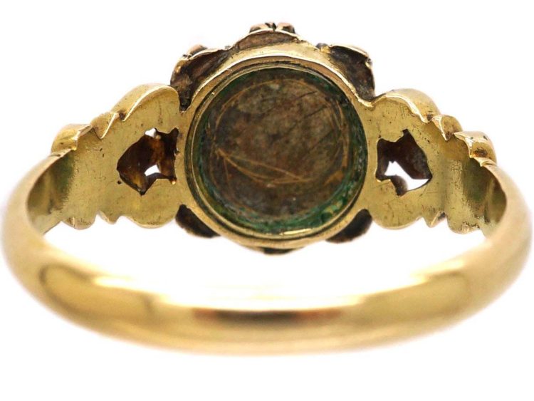 Victorian 18ct Gold ,Natural Split Pearls & Rose Diamond Cluster Ring