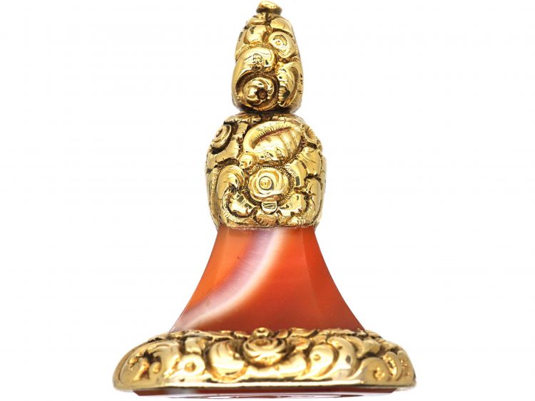 Georgian 18ct Gold Cased & Carnelian Seal with Intaglio God Save the King