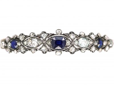 Edwardian 15ct Gold & Silver, Sapphire & Diamond Bangle