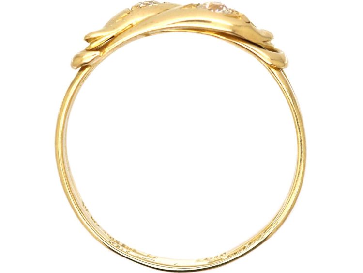 Victorian 18ct Gold Double Snake Ring set with Diamonds