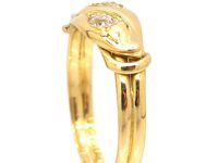Victorian 18ct Gold Double Snake Ring set with Diamonds