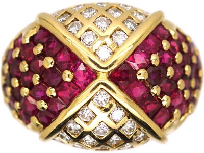 18ct Gold, Ruby & Diamond Kite Design Ring