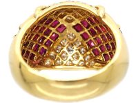18ct Gold, Ruby & Diamond Kite Design Ring