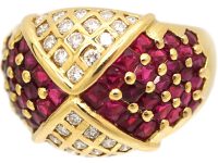 18ct Gold, Ruby & Diamond Kite Design Ring