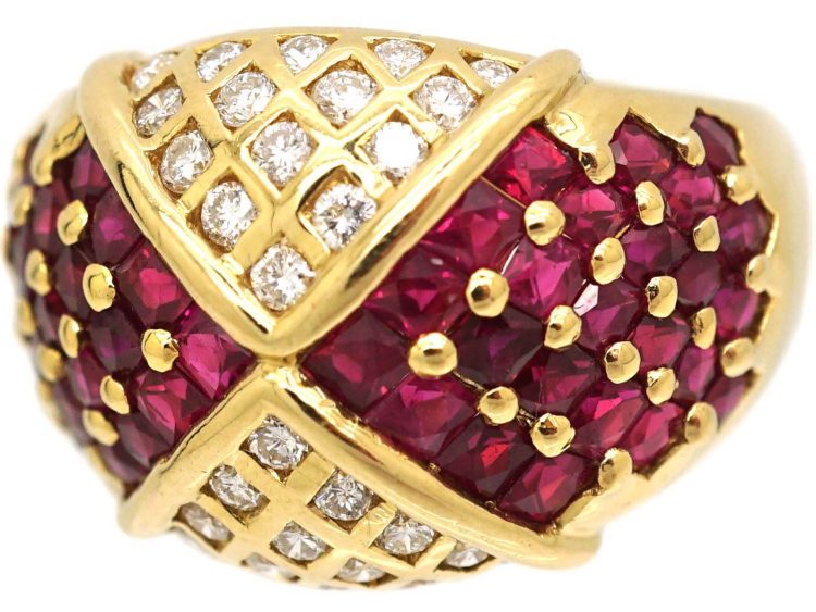 18ct Gold, Ruby & Diamond Kite Design Ring