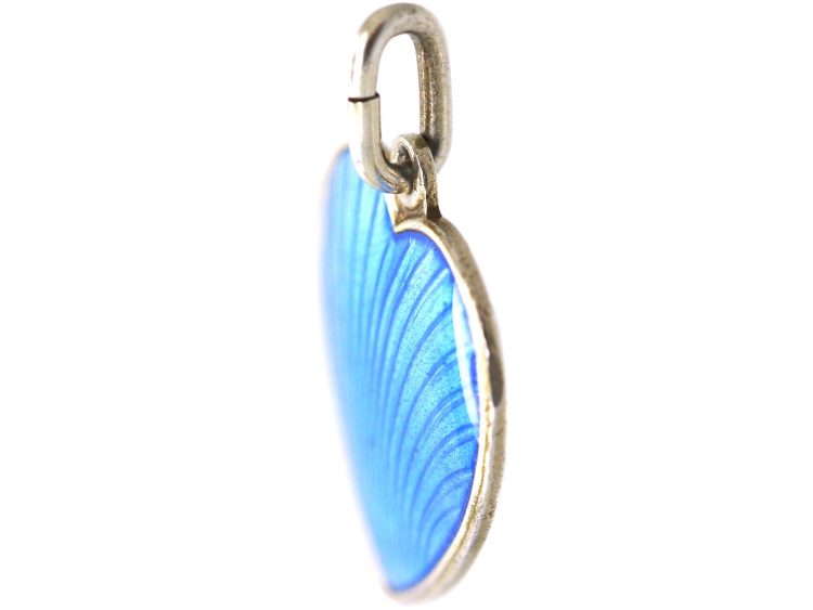 Mid 20th Century Silver Gilt Blue Enamel Heart Pendant