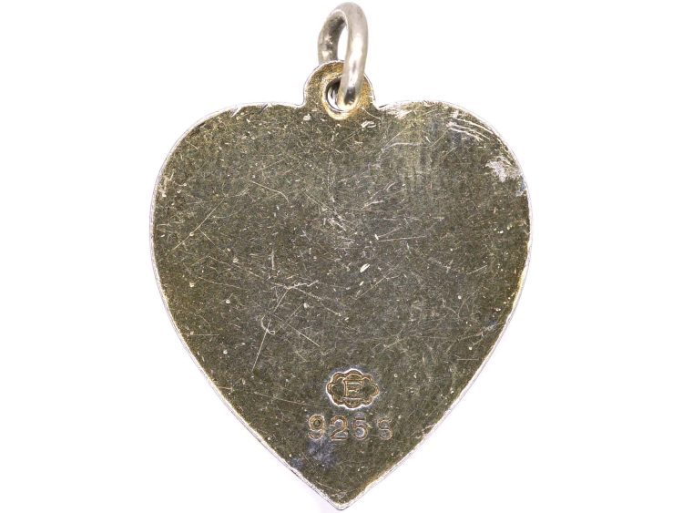 Mid 20th Century Silver Gilt & Enamel Pansy Heart Pendant