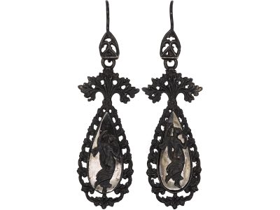 Early 19th Century Berlin Iron Neo Classical Drop Earrings