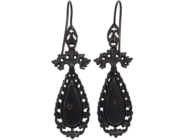 Early 19th Century Berlin Iron Neo Classical Drop Earrings