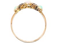 Early Victorian 15ct Gold Three Stone Opal & Ruby Ring