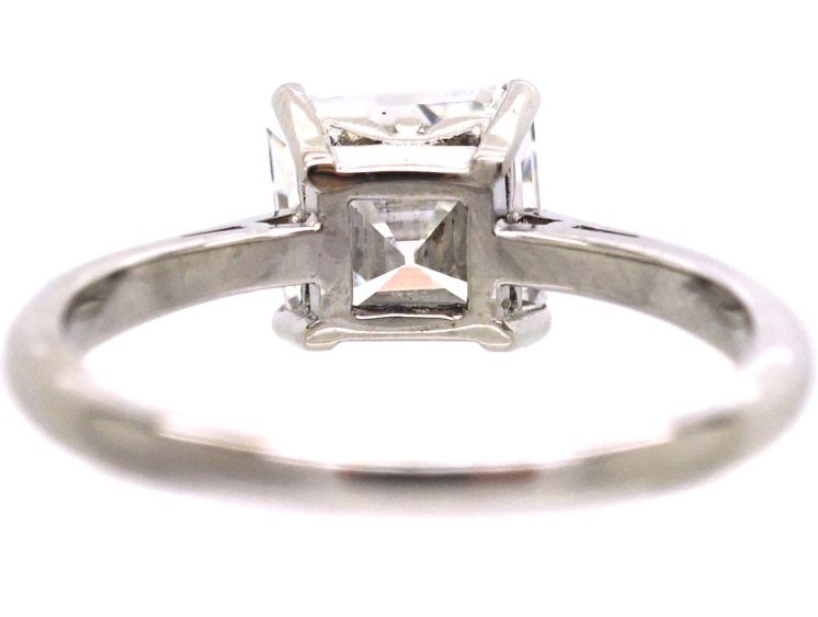 18ct White Gold Ring set with a Square Step Cut Diamond