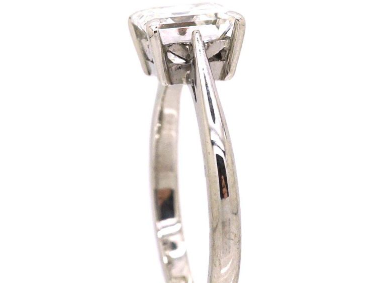 18ct White Gold Ring set with a Square Step Cut Diamond