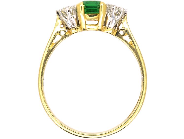 18ct Gold Ring set with a Green Garnet & Two Diamonds