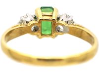 18ct Gold Ring set with a Green Garnet & Two Diamonds