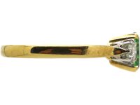 18ct Gold Ring set with a Green Garnet & Two Diamonds