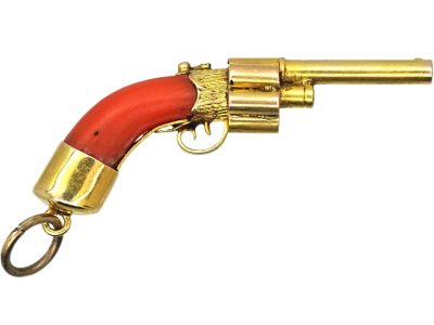 Victorian Gold & Coral Gun Pendant