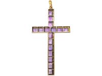 Victorian Large 18ct Gold Cross set with Amethysts & Diamonds