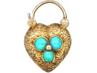 Regency 15ct Gold Padlock set with Three Turquoise