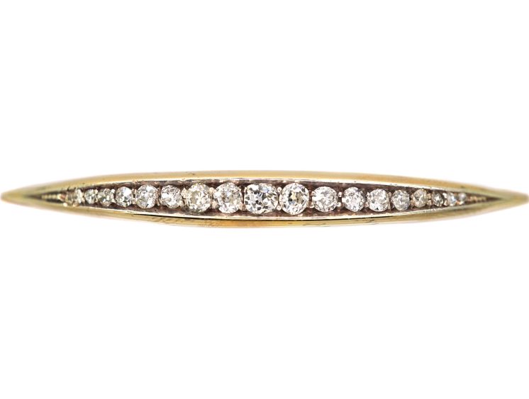 Edwardian 15ct Gold Bangle set with Graduated Old Mine Cut Diamonds