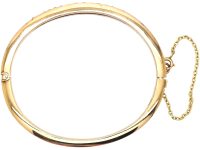 Edwardian 15ct Gold Bangle set with Graduated Old Mine Cut Diamonds