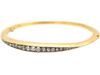 Edwardian 15ct Gold Bangle set with Graduated Old Mine Cut Diamonds