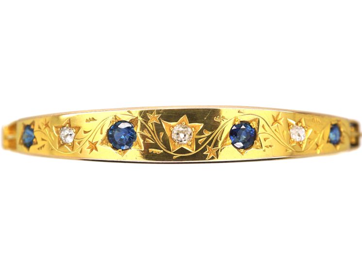 Edwardian 15ct Gold Bangle set with Sapphires & Diamonds