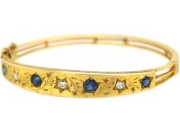 Edwardian 15ct Gold Bangle set with Sapphires & Diamonds