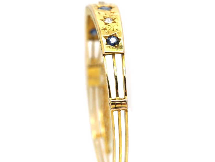 Edwardian 15ct Gold Bangle set with Sapphires & Diamonds