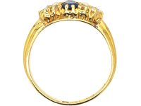 Edwardian 18ct Gold Two Stone Sapphire, Natural Split Pearl & Diamond Ring
