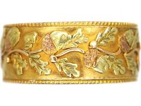 Victorian Three Colour 18ct Gold Acorn & Oak Leaf Wedding Ring