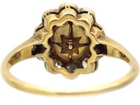 Edwardian 18ct Gold & Platinum Diamond & Natural Pearl Cluster Ring