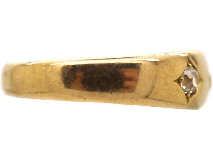 Victorian 18ct Gold Three Stone Diamond Gypsy Ring