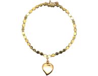 Victorian 15ct Gold Bracelet with Weeping Heart Locket set with Turquoise & Natural Split Pearls
