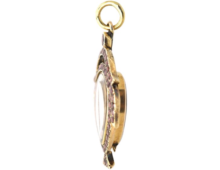 Georgian 9ct Gold Urn Pendant set with Flat Cut Garnets