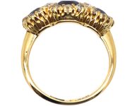 Victorian 18ct Gold Triple Cluster Ring set with Sapphires & Diamonds