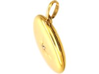 French Early 20th Century 18ct Gold Round Locket set with a Diamond