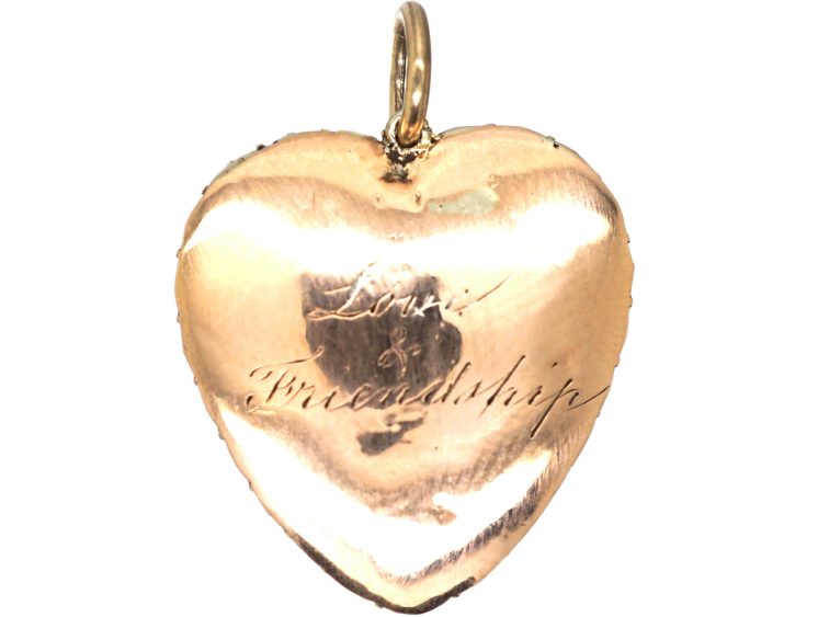 Georgian Gold & Carnelian Heart Pendant with Natural Split Pearl Surround