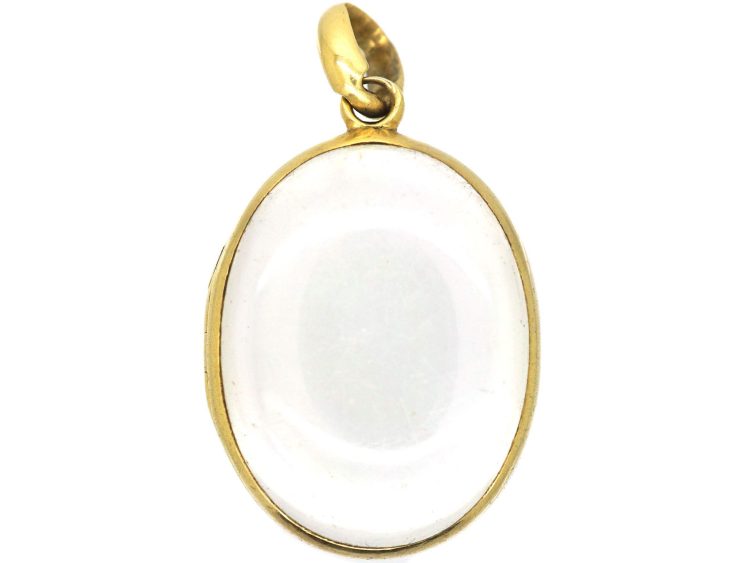 Victorian 15ct Gold Rock Crystal Oval Locket