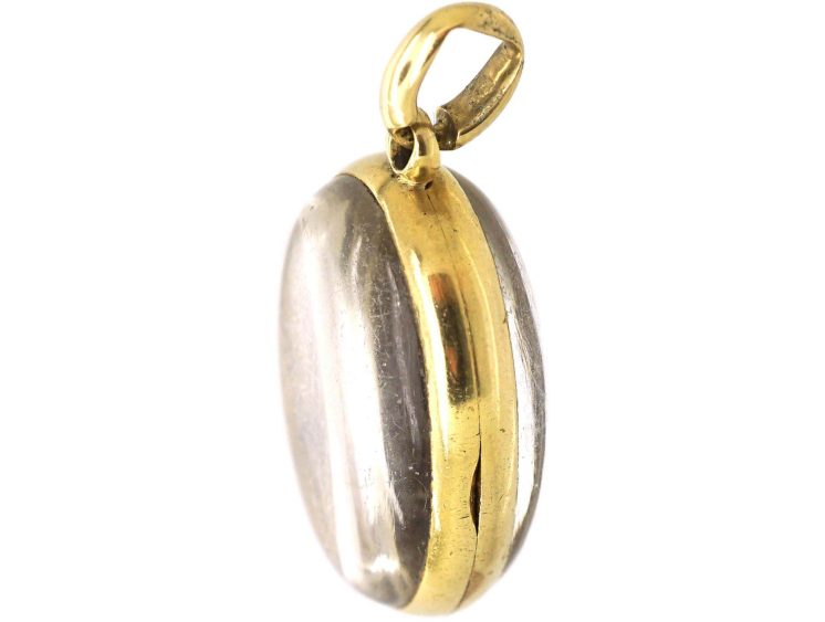 Victorian 15ct Gold Rock Crystal Oval Locket