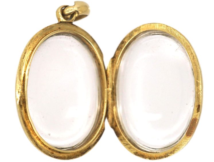 Victorian 15ct Gold Rock Crystal Oval Locket