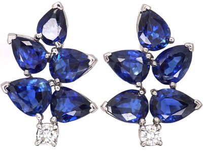 18ct White Gold, Sapphire & Diamond Earrings