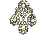 18th Century Silver & Gold Girandole Pendant set with Rose Diamonds, Rock Crystal & Emeralds