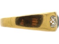 Victorian 18ct Gold Sapphire & Diamond Rub Over Ring