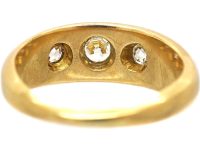 Victorian 18ct Gold Three Stone Diamond Rub Over Ring