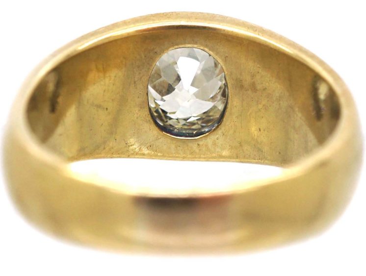 Victorian 18ct Gold Gypsy Ring set with a Large Old mine Cut Diamond